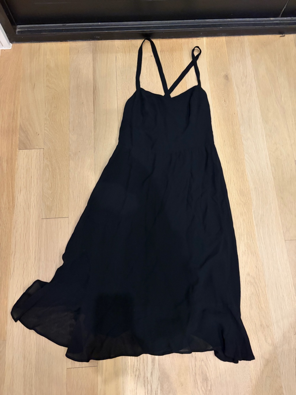 Reformation black cross strap midi dress 6